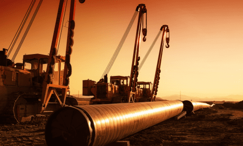 pipeline construction at sunset